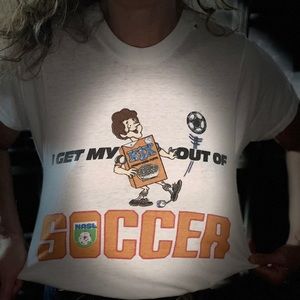 Vintage NASL North American Soccer League - I Get My Kix From Soccer T-shirt- sm